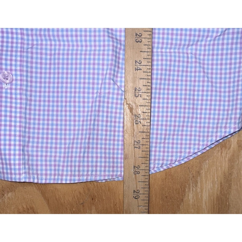 Twillory Shirt Mens 16 32/33 Tailored White Lavender Blue Plaid Check Button Up - Picture 5 of 8